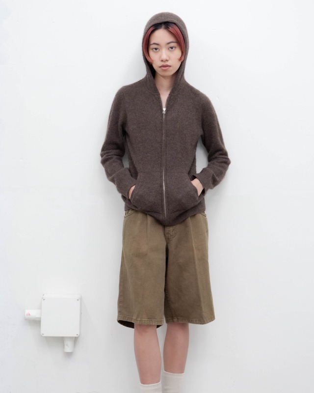 2000s zip-up cashmere knit hoodie