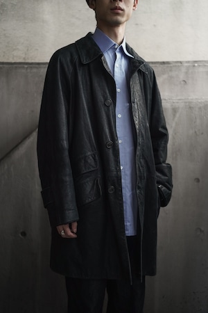 90's "SERAPHIN" Black Leather Raglan Sleeve Half Coat