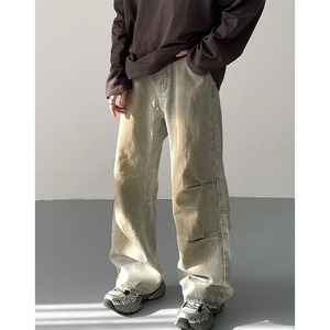 work pocket design denim wide leg pants mr0622