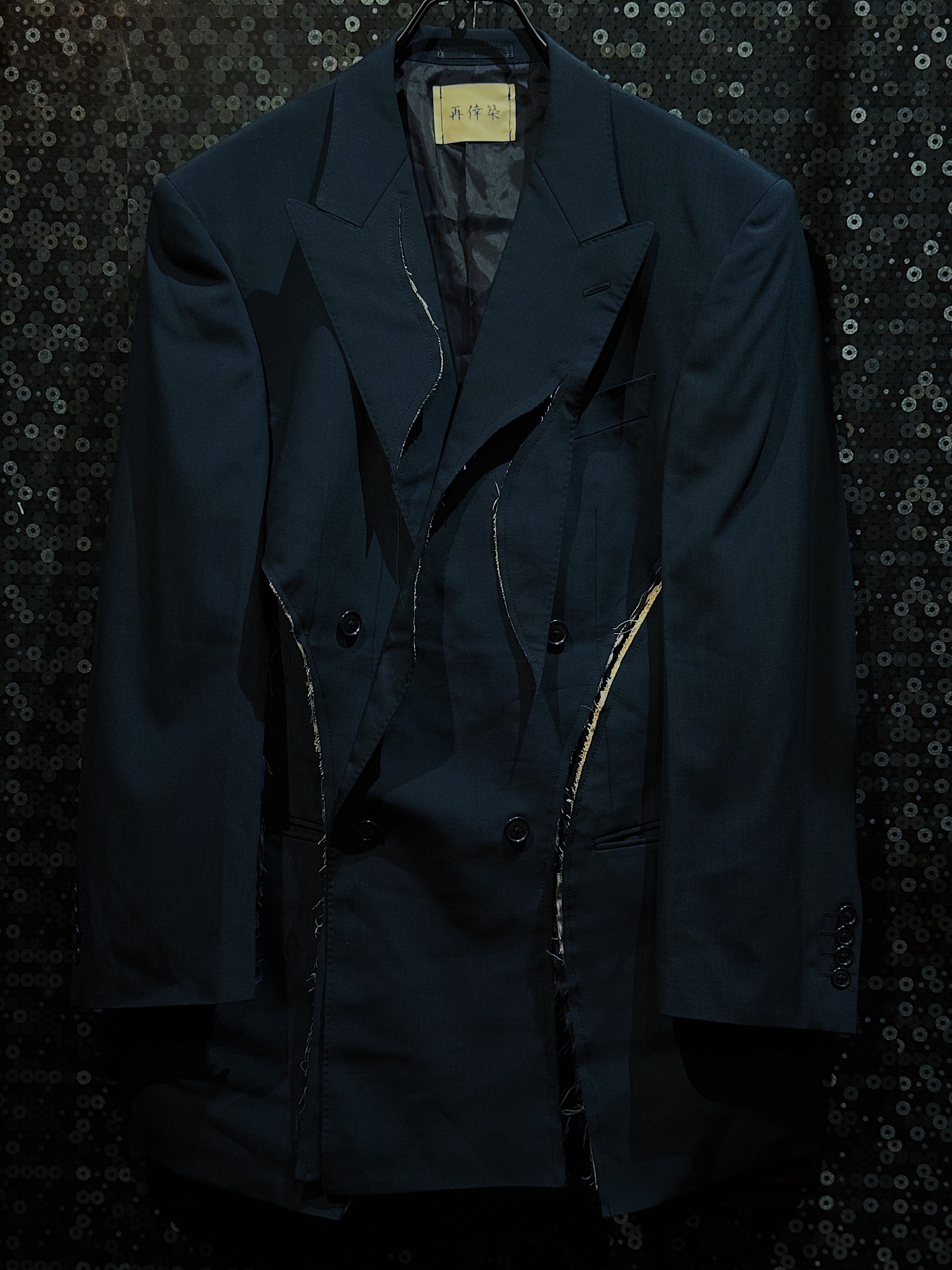 【ÆIEM】"再倖築"vintage"asymmetry cut detail tailored jacket