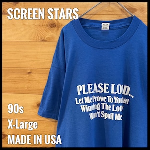 【SCREEN STARS】90s USA製 Tシャツ ブルー シングルステッチ  ビンテージ X-Large us古着