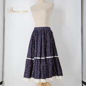 フォークダンス 衣装 スカート ネイビー系 レース チロリアン チロルスカート 紺 赤 黄 紫 白 フルーツ柄 花柄 ぶどう パイナップル いちご さくらんぼ ふんわり ボリューム カントリー レッド系 イエロー系 パープル系 ホワイト系