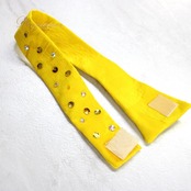 【社交ダンス衣装】上下セット レッスンウェア 練習着 黄色 イエロー ラインストーン チョーカー 長袖 花柄 花飾り 豪華 派手