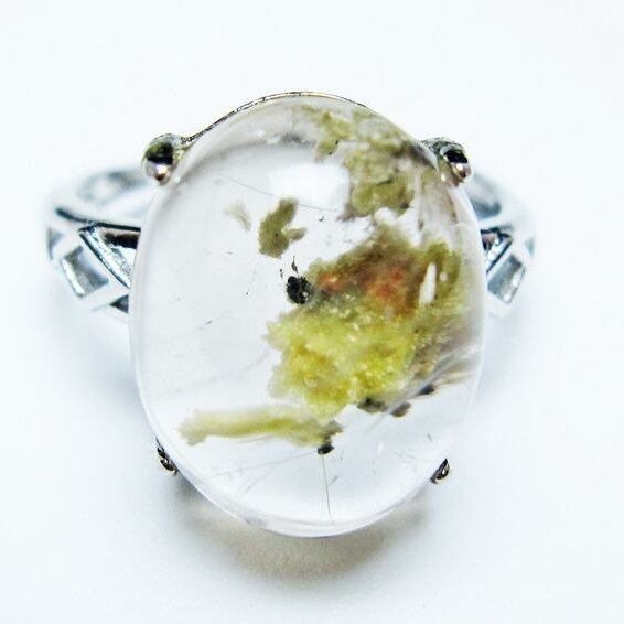 ガーデンクォーツ 指輪 ガーデン水晶 リング フリーサイズ 14号 一点物 メール便可 [M便 1/20] 115-6940