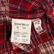 Papas パパス パッチワーク風 チェック柄 長袖 ネルシャツ サイズ 50 L /レッド系