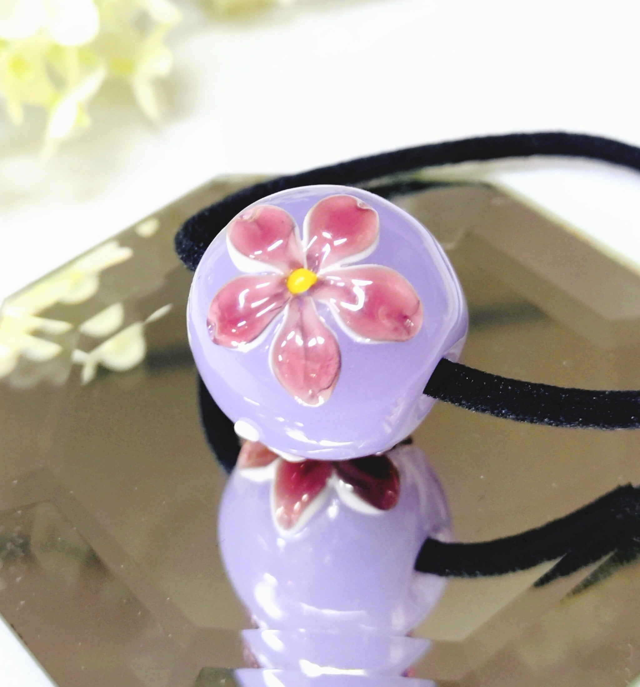 H-337] 桜のとんぼ玉・ヘアゴム | るり工房