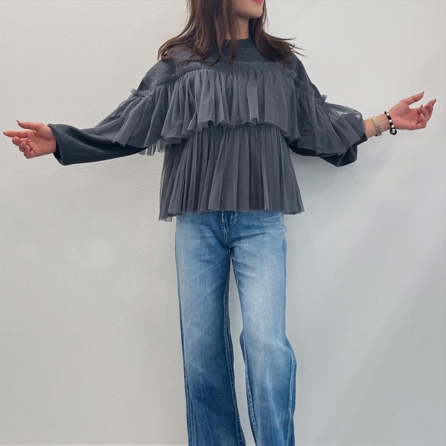 ヴェロフォンナ Re.Verofonna ﾃｨｱｰﾄﾞﾁｭｰﾙ短丈ニット