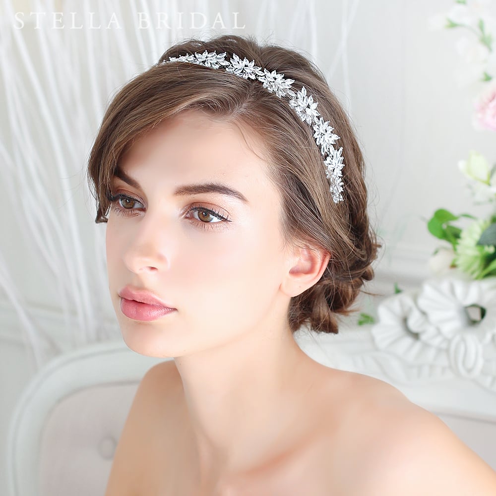 Stella Bridal ステラブライダル　カチューシャ　シルフィー 受注生産品】キュービックジルコニア ウェディングヘッドジュエリー