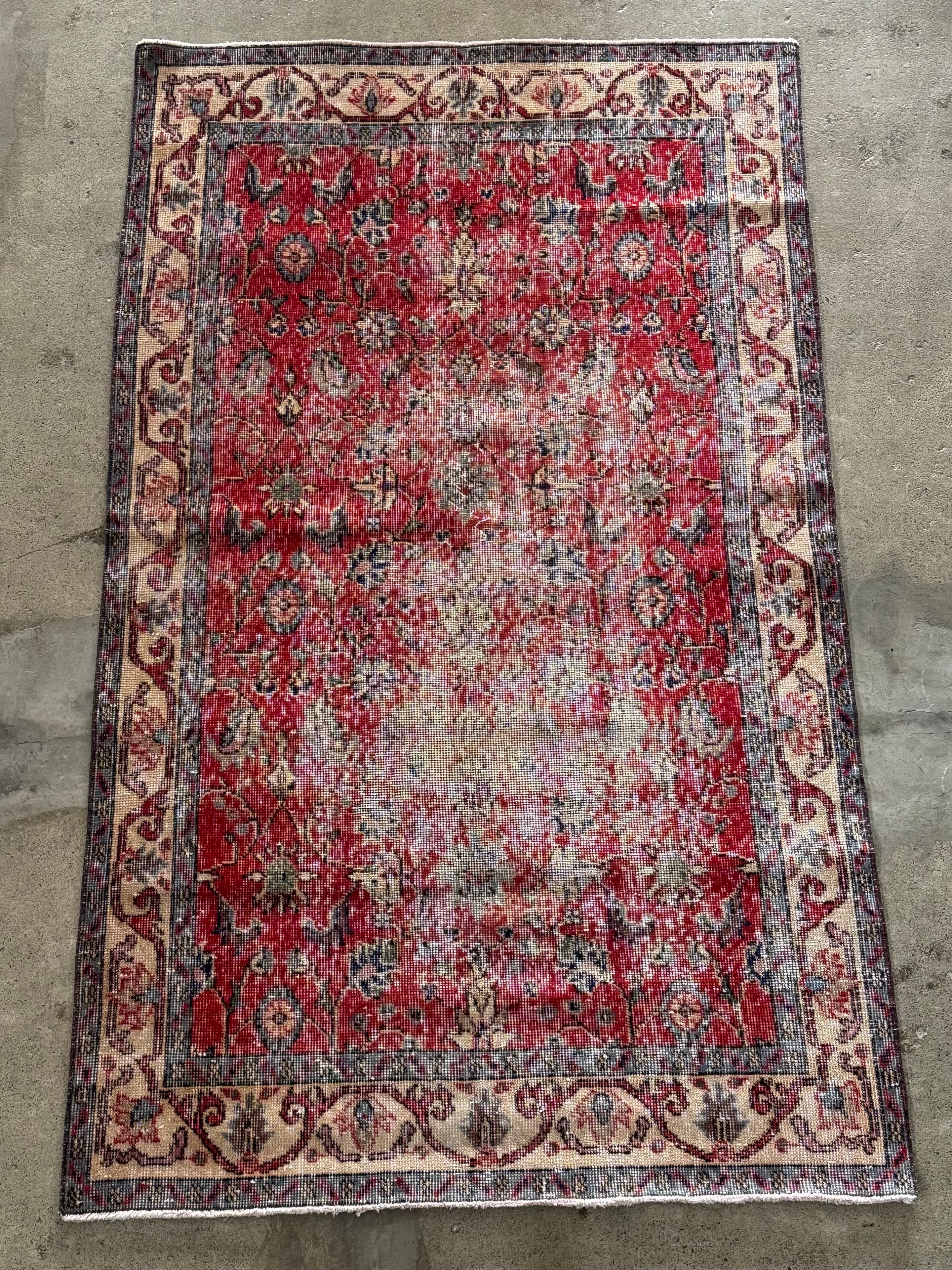 大判 トルコ カイセリ ヴィンテージ ラグ 上質 302-8 中