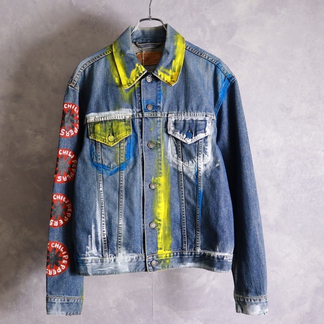 PAINT Re:make RED HOT Chili Peppers design fan art denim jacket