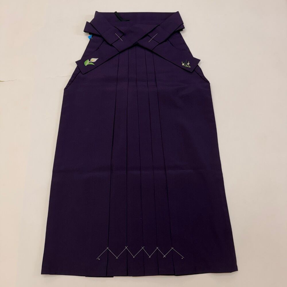 袴 L size 紐下丈94.5cm 行灯袴 卒業袴 女性用袴 紫 刺繍 中古 5889