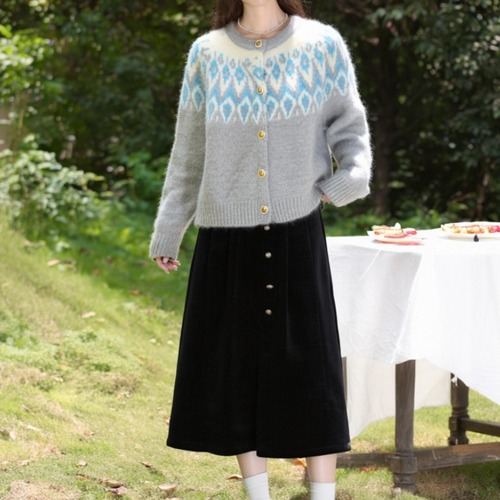 パターン柄ニットカーディガン ・9658