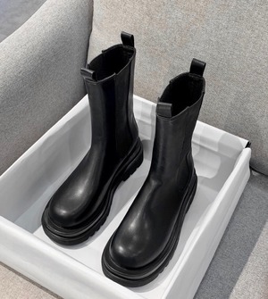 【ミディ丈タイプ】エコレザーサイドゴアブーツ