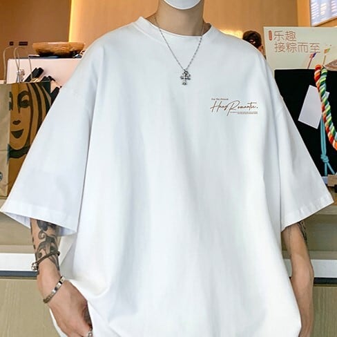 韓国メンズファッション】バックフォトプリントTシャツ シンプル