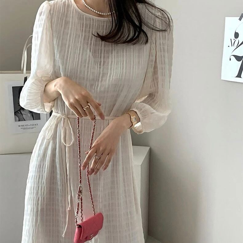 グリッド柄スリムドレス ◆2col YH8995