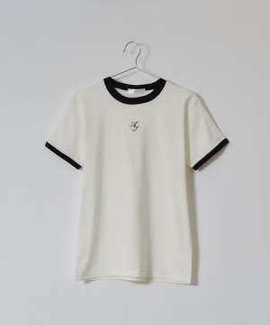 930334 ロゴ刺繍リンガーTシャツ