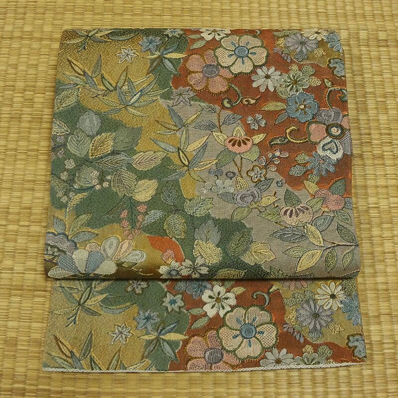 夏帯　生成り色に淡いピンクの花　開き名古屋帯 夏帯 生成り色に淡いピンクの花 開き名古屋帯 | アンティーク