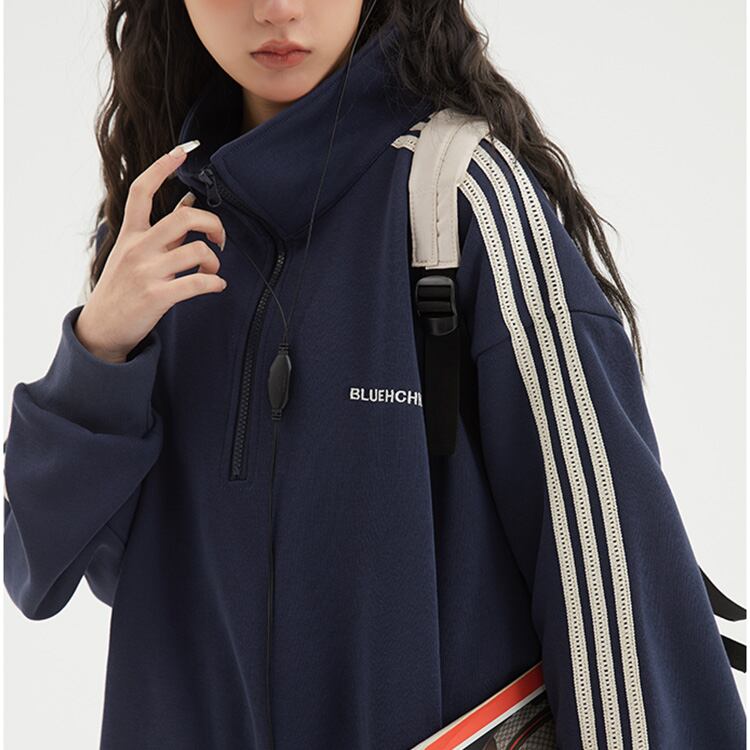 ★SIDE CONTRAST STITCH STAND COLLAR SPORTS JACKET　　　A0526