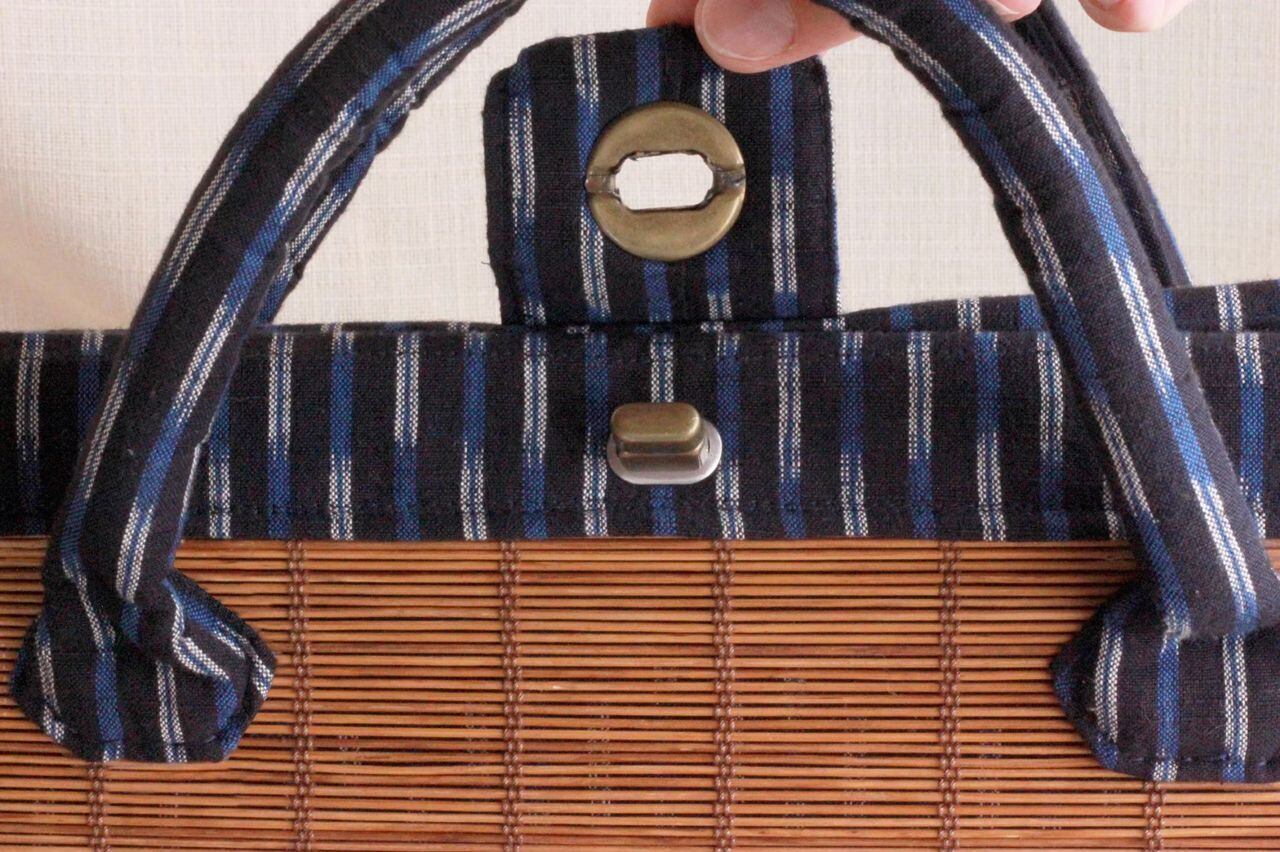 ハンドバッグ】すだれ着物バッグ 久留米絣×すだれ Mikan bag | 町家