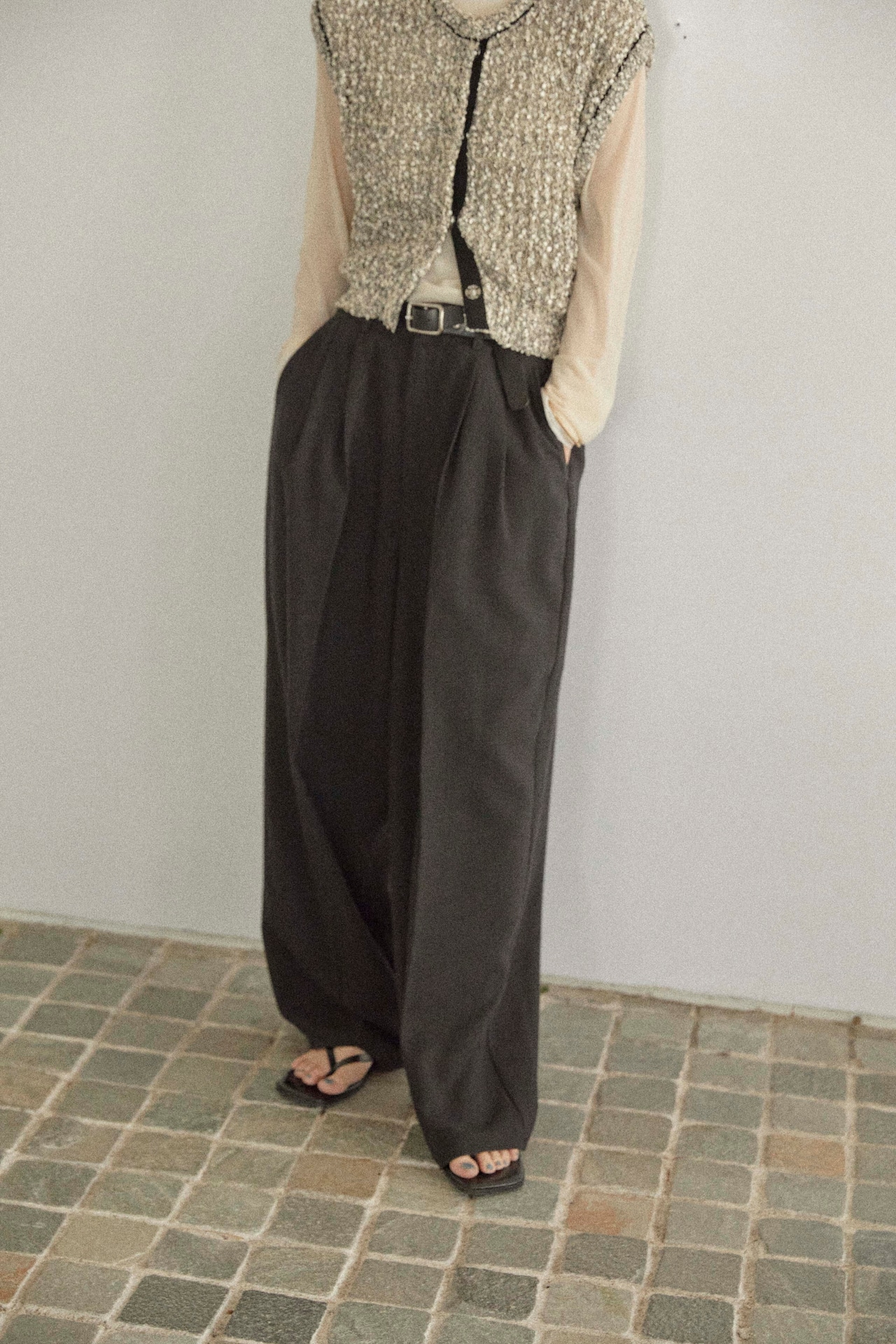 DU250501 linen like wide straight pants【T sizeあり】【Re Stock】【残り僅か】