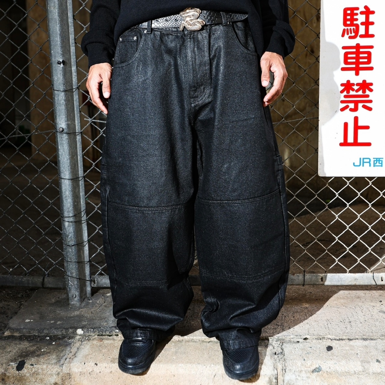 OG PATCH WAX-COATING DOUBLE KNEE COTTON TWILL PANTS