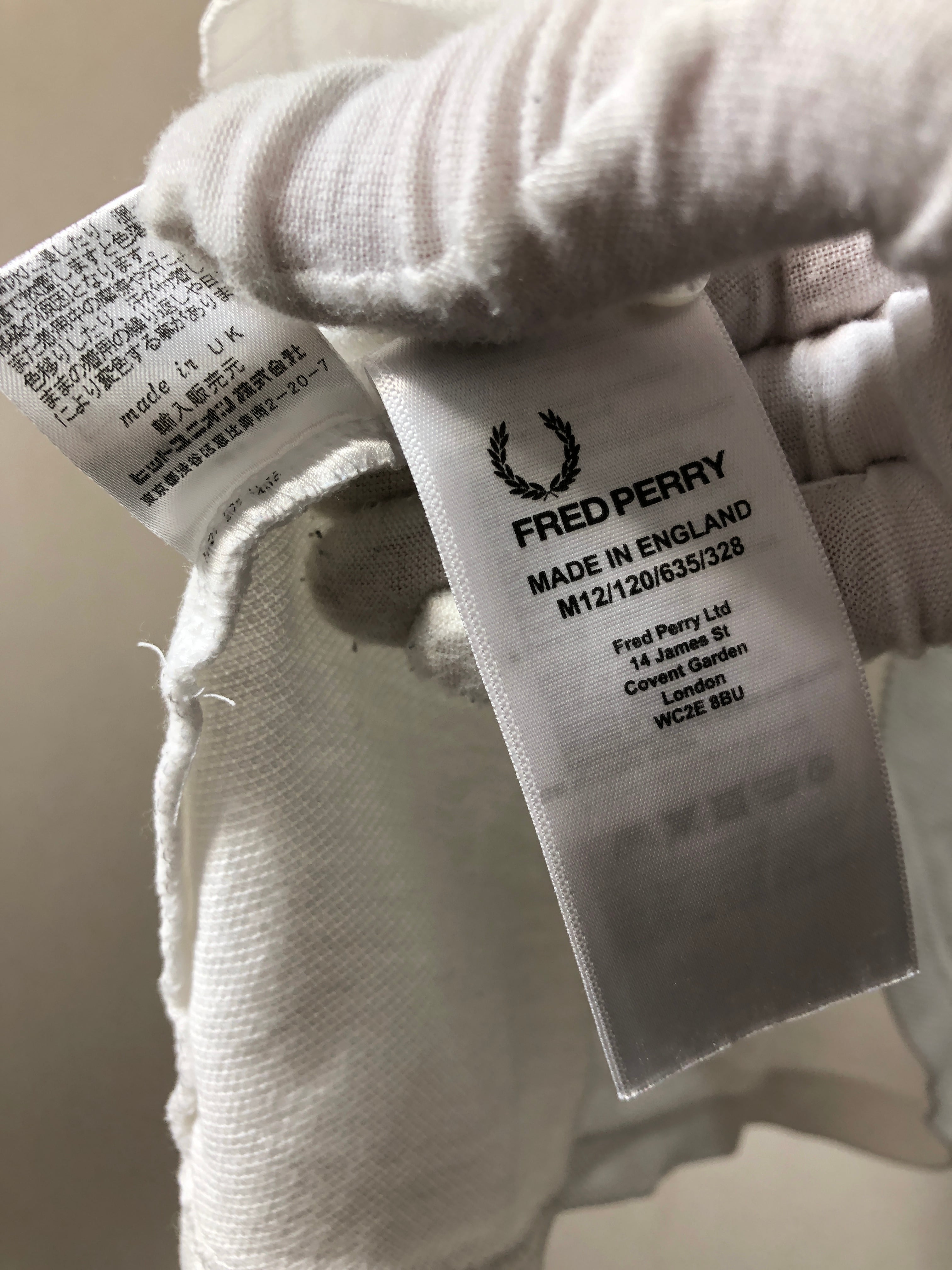 800791○ FRED PERRY 半袖 ポロシャツ 38 ホワイト MADE IN ENGLAND 