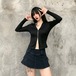 ✞ダブルジッパーニットカーディガン ジャケット ブラック Vネック スリーブ スリム コットン ピュア ステッチ ✞✝✞ ゴスロリ SM ミリ 甘ロリ クラロリ 和ロリ エレガント 黒ロリ 姫ロリ 華ロリ AA-AA86899375593