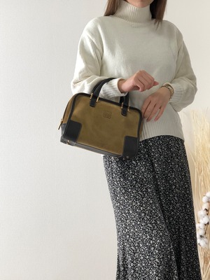 LOEWE ロエベ アナグラム アマソナ27 スエード ミニボストン 