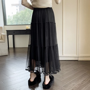 シアー メッシュ プリーツ ティアード スカート 10314