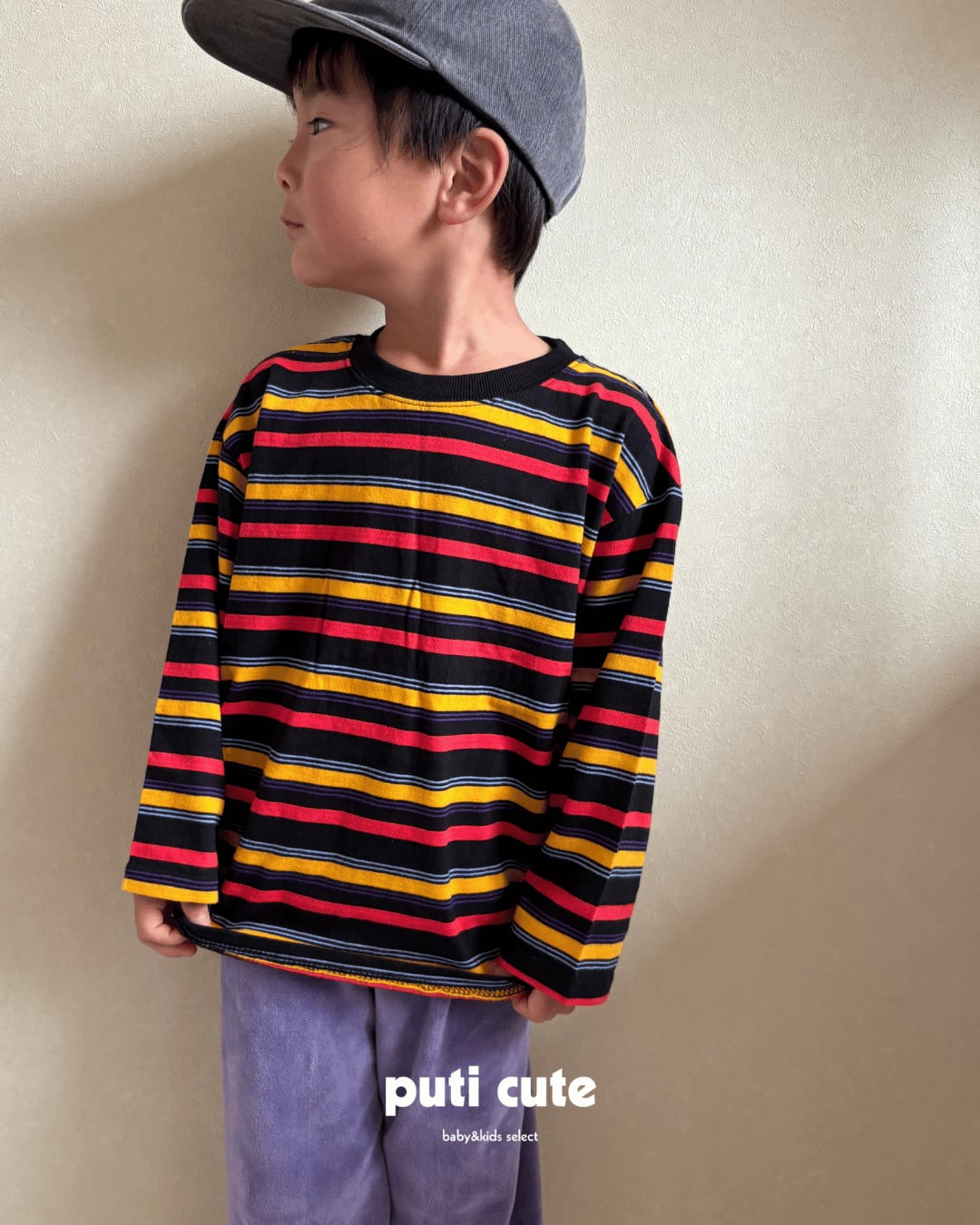 80-120 ꒰ 即納 ꒱ Multi stripe T / Hei ⸝⋆