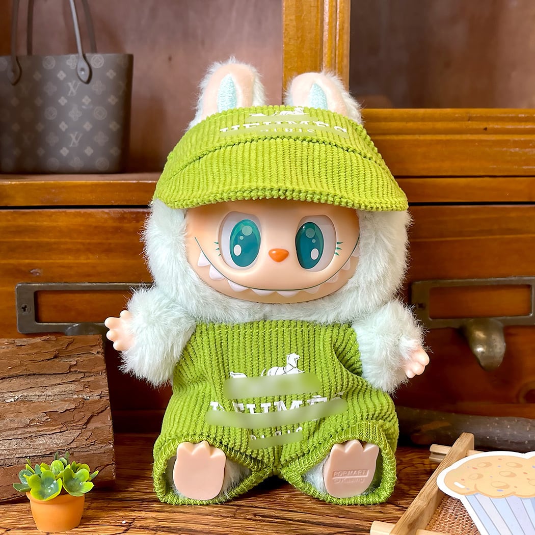 Labubu 1-3世代対応 カラフル サロペット+帽子 ラブブぬいぐるみ用