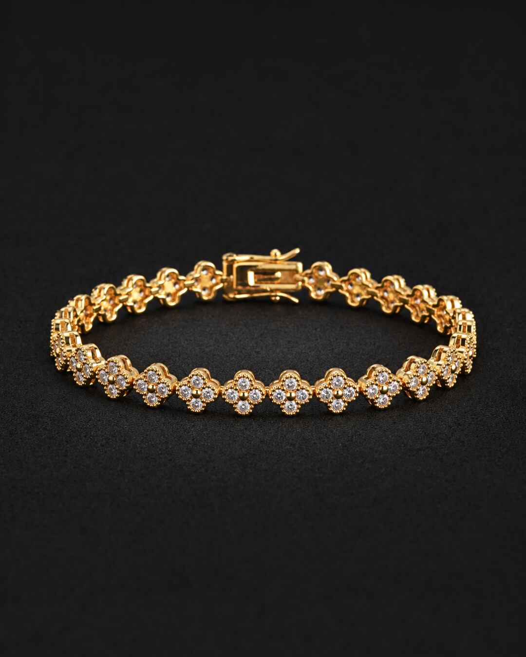 【6mm】Four-Leaf Tennis Bracelet -Gold/Silver-