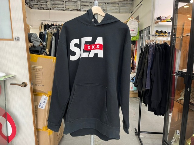 WIND AND SEA × GOD SELECTION XXX BOX LOGO SWEATT HOODIE BLACK XL 78506