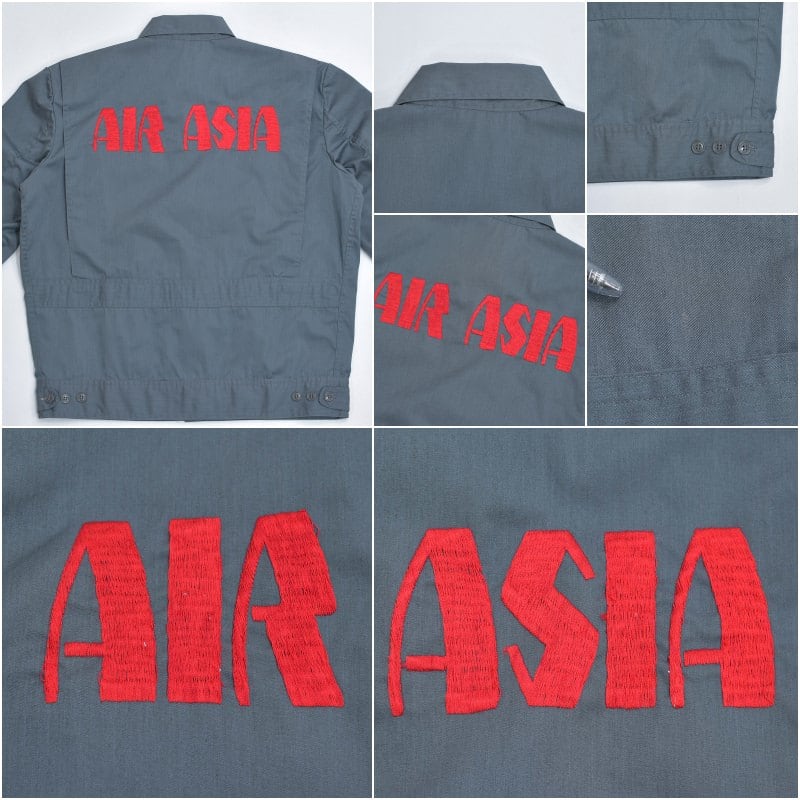 60s～ AIR ASIA ロゴ刺繍 デザイン ワークジャケット 作業着 アウター ヴィンテージ ビンテージ USA アメリカ古着 メンズM相当 60s～ AIR ASIA ロゴ刺繍 デザイン ワークジャケット 作業着 アウター