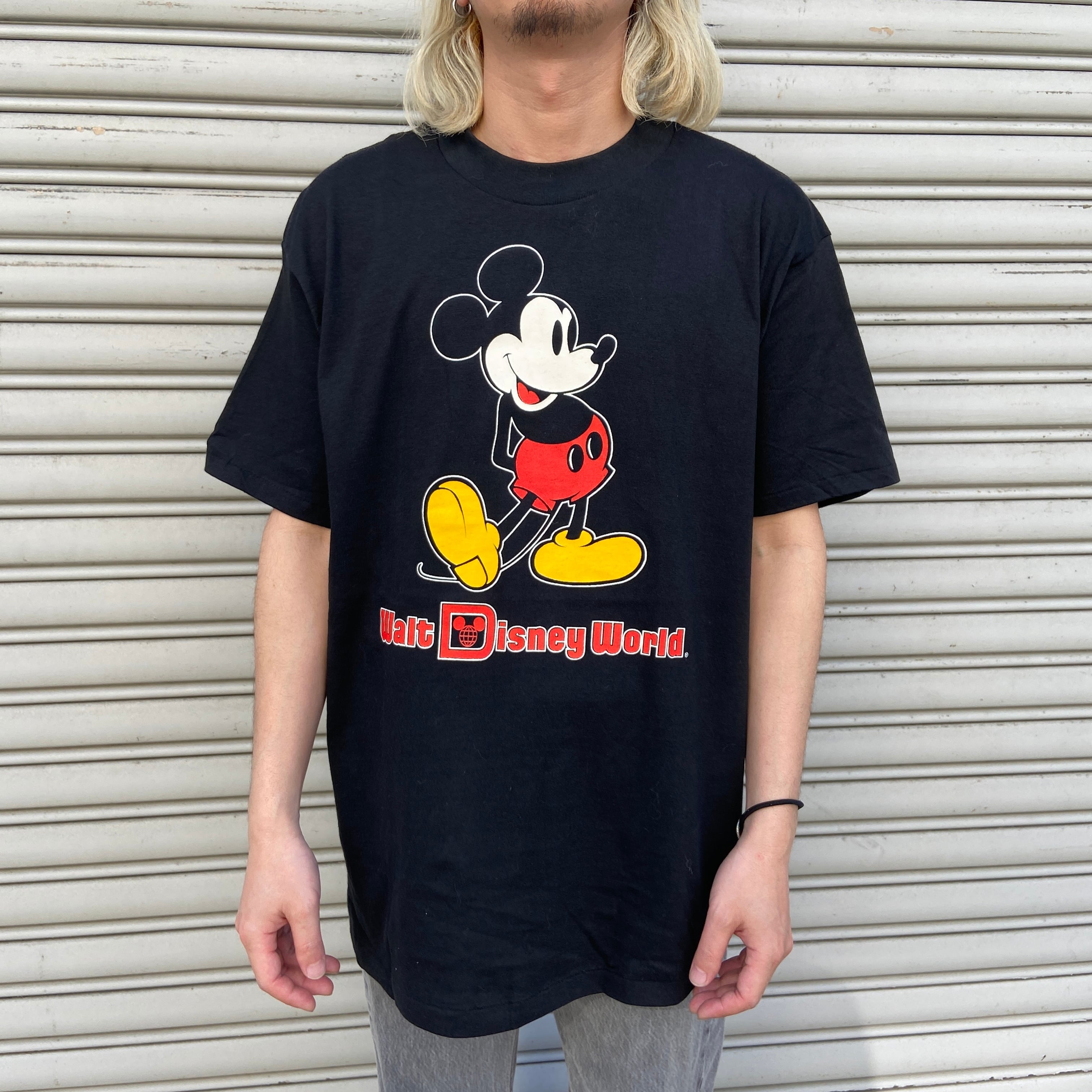 デッドストック 80s USA製 ディズニー ミッキーマウス キャラT 黒 XL
