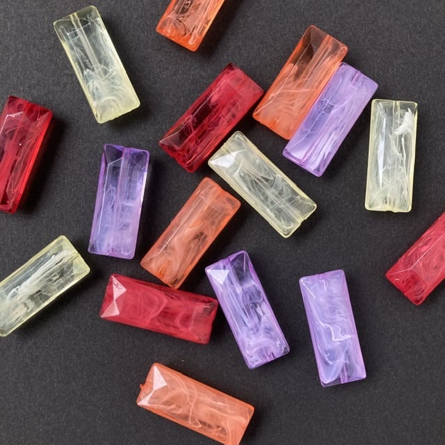 再入荷〉カラーマーブル長方形ビーズパック（4p） | Dua-アクセサリー