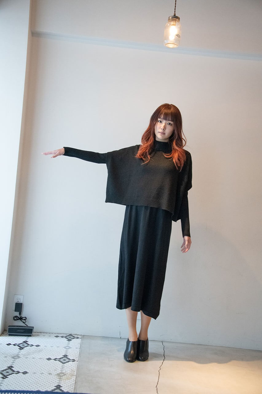 ケープトップ＆リブニットワンピースSET