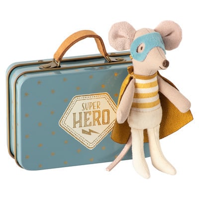 Maileg:Superhero mouse & suitcase, Little bro.