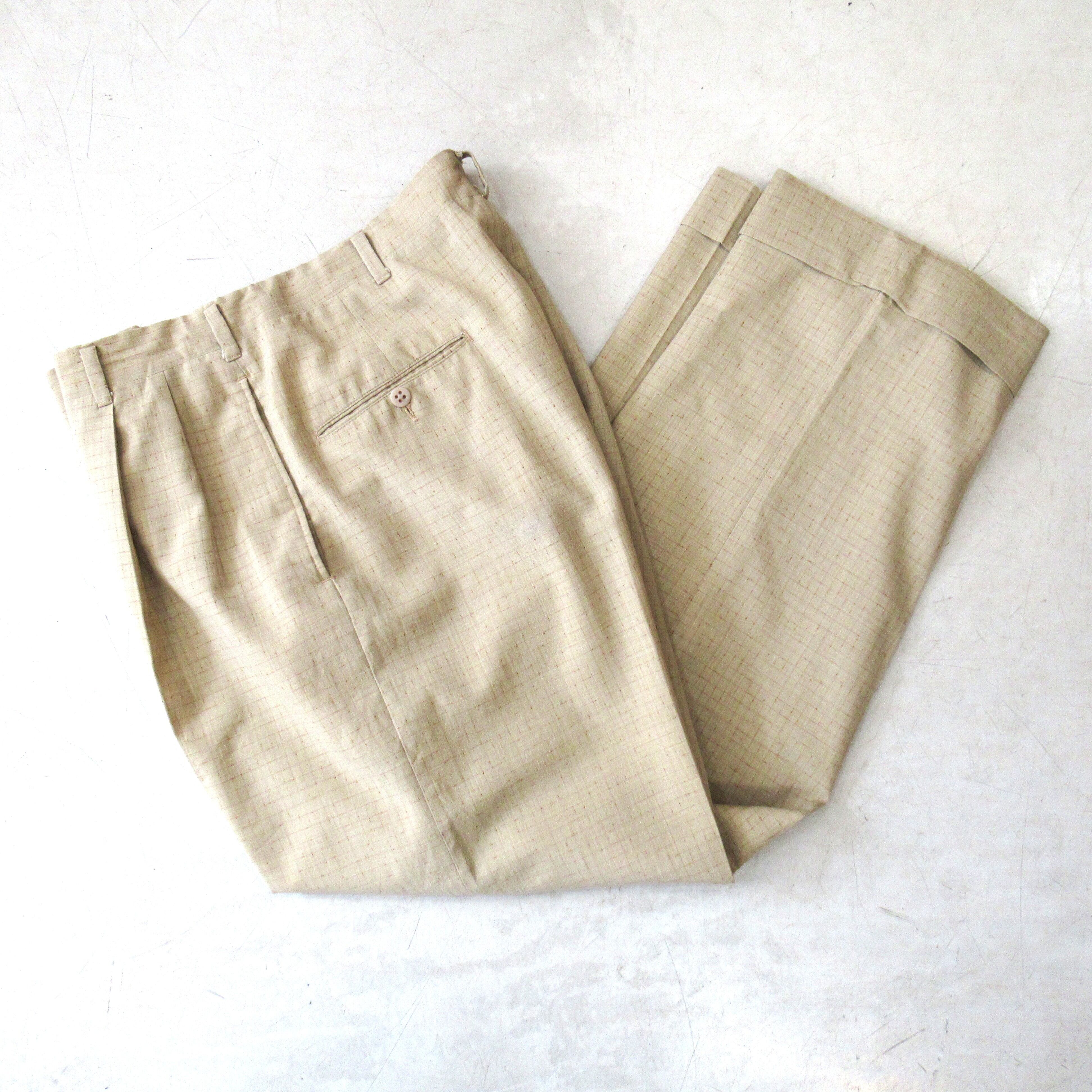 60S Unknown カスリ柄 Wool Slacks【About W31 L29】 | drop by