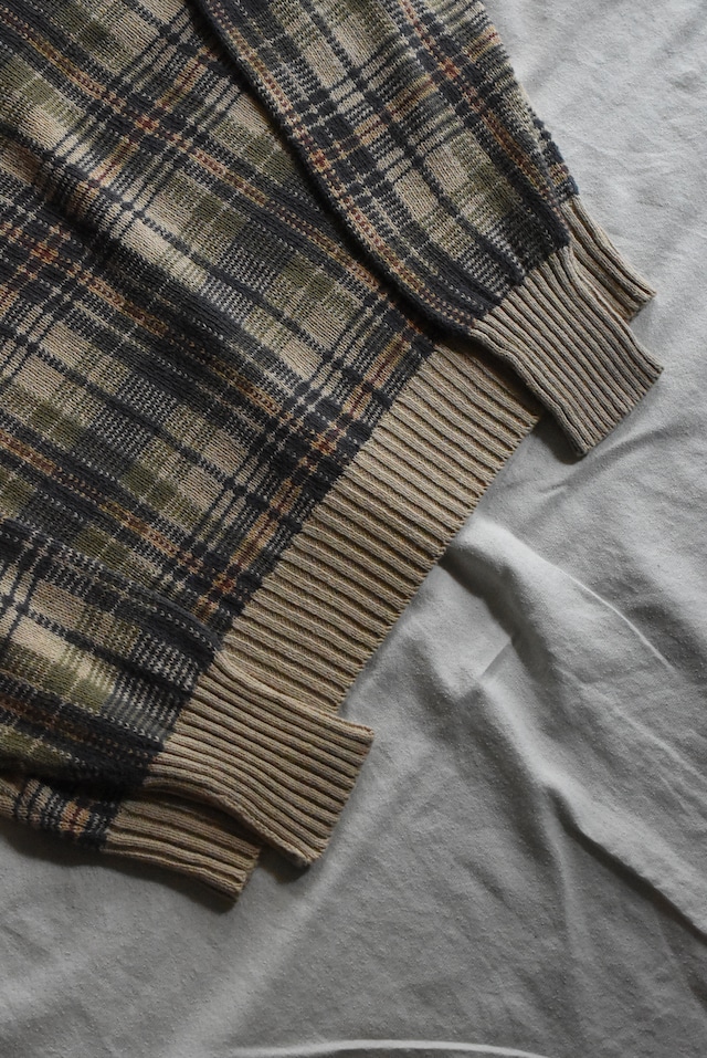 OK/90's "polo by Ralph Lauren" no ponny cotton × linen check knit