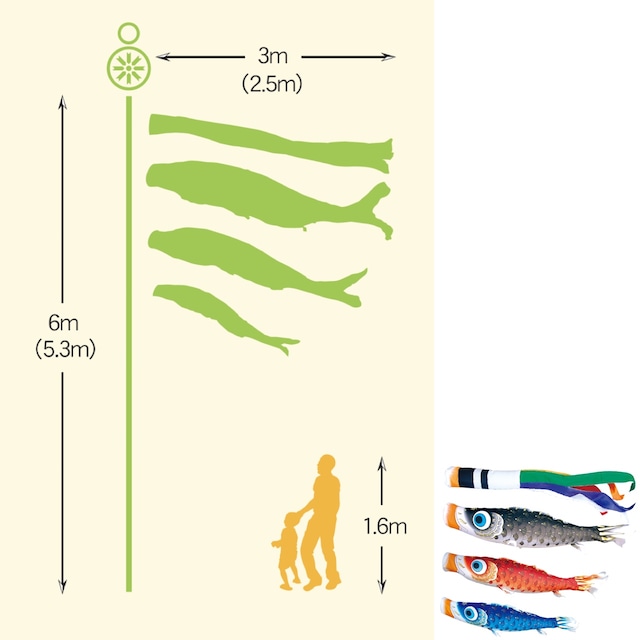 夢はるかガーデンセット　２.５M６点セット（徳永鯉のぼり）