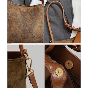 スエード調 ショルダー バッグ ポーチ付き レディース 韓国 小さい コンパクト 通勤 軽量 PUレザー 大人 きれいめ シンプル カジュアル OL ビジネス スクエアバッグ 上品 レトロ おしゃれ 大人可愛い 大人女子