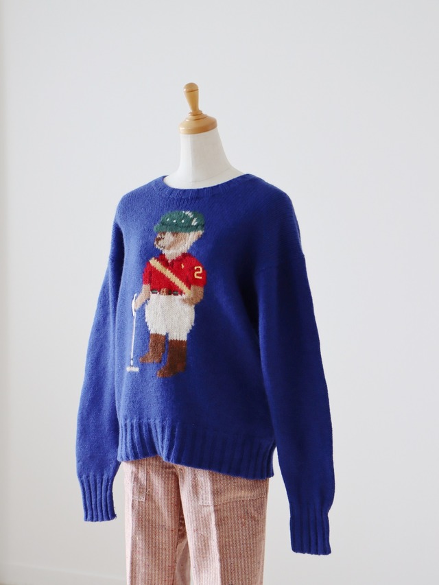 POLO BEAR Ralph Lauren hand knit sweater(BLUE)