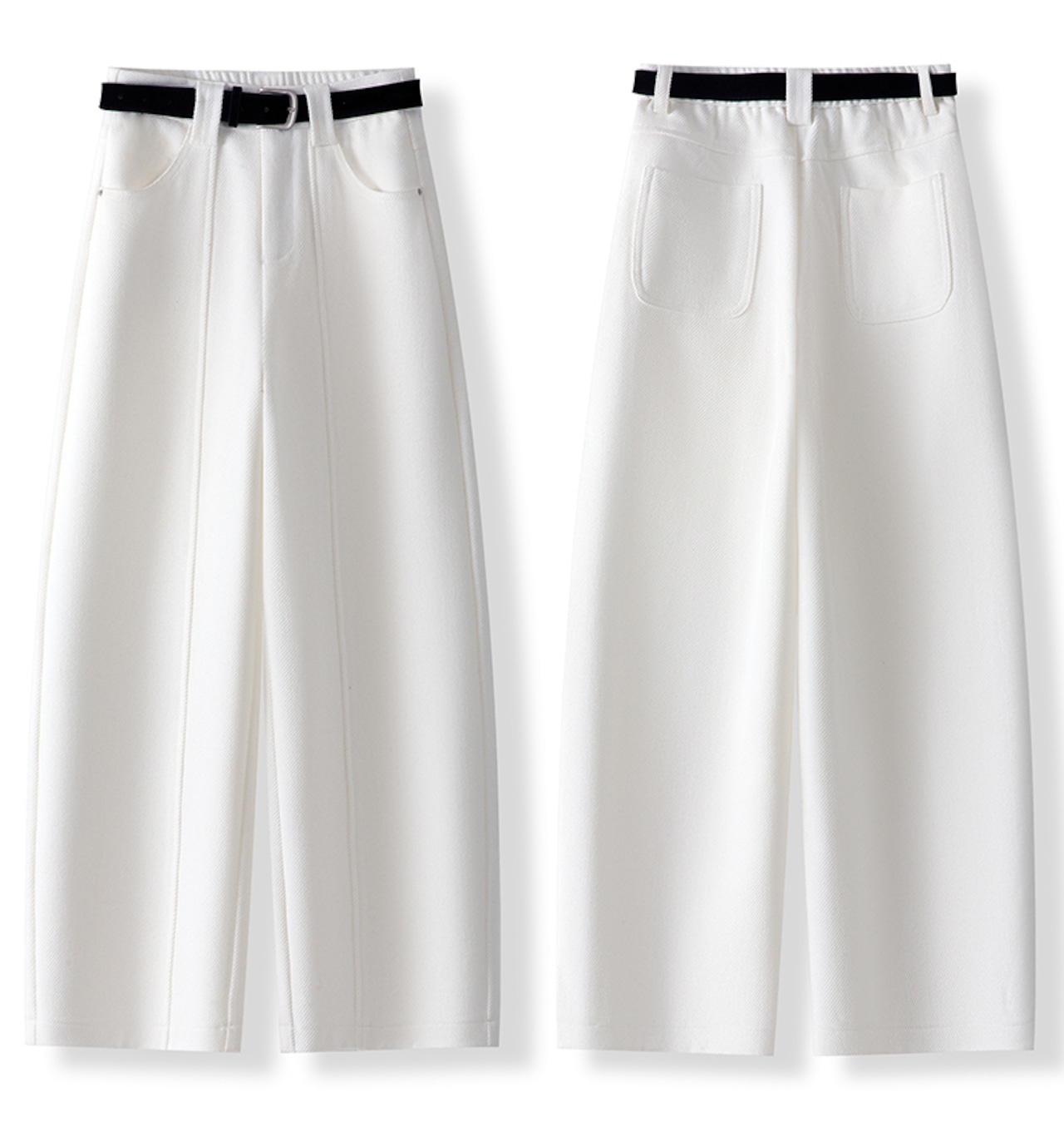 シェニール織りワイドレッグカラーパンツ W01377