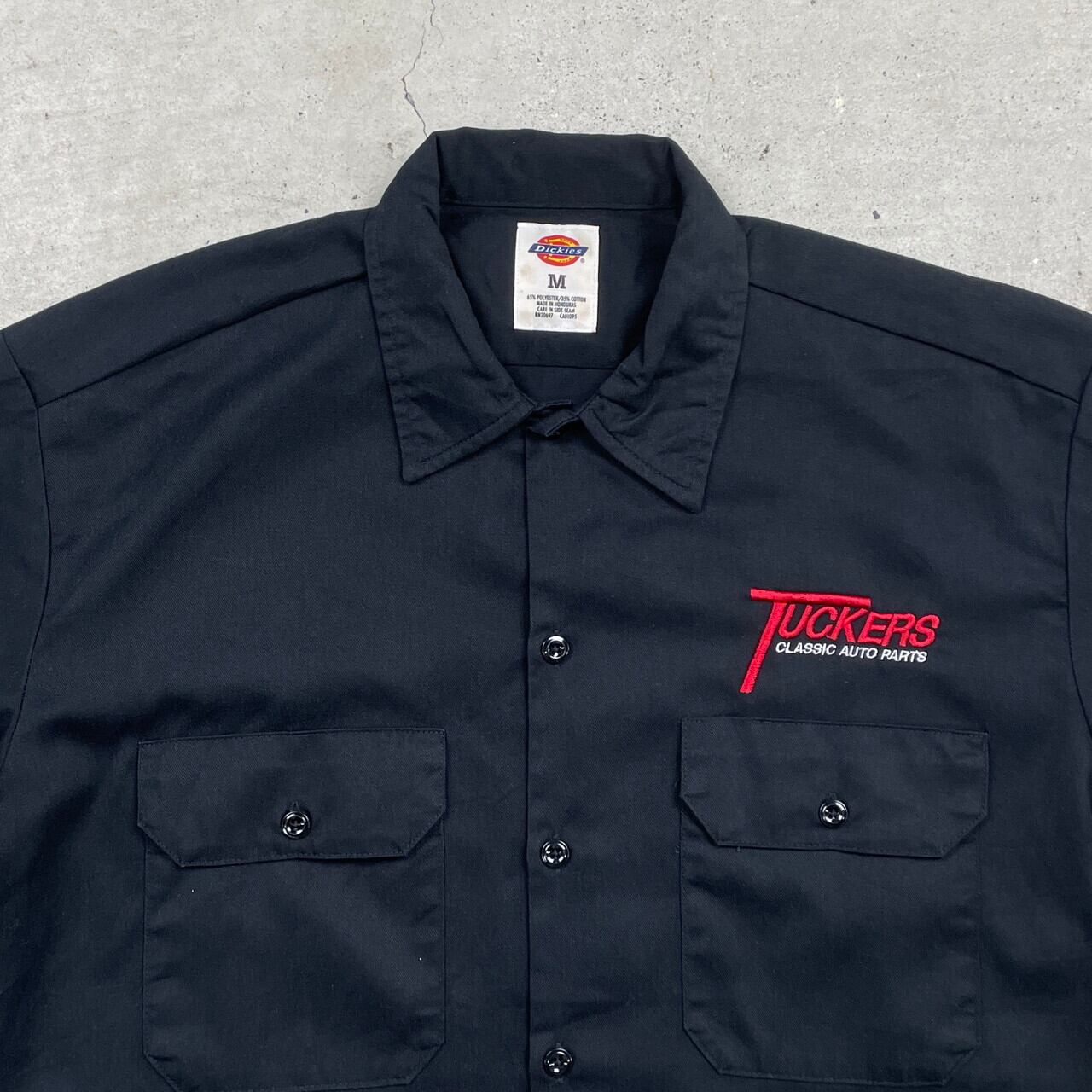 00年代 Dickies ディッキーズ 半袖 ワークシャツ 企業ロゴ刺繍 メンズM