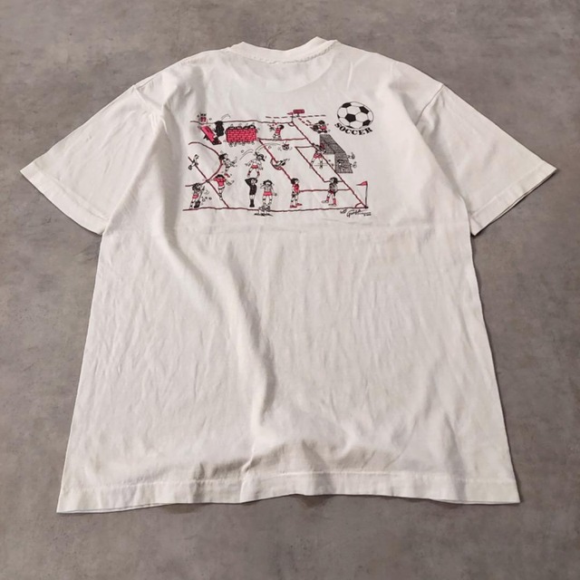 ベーシックティーズ プリントTシャツ 古着 80s USA 白 L 14039