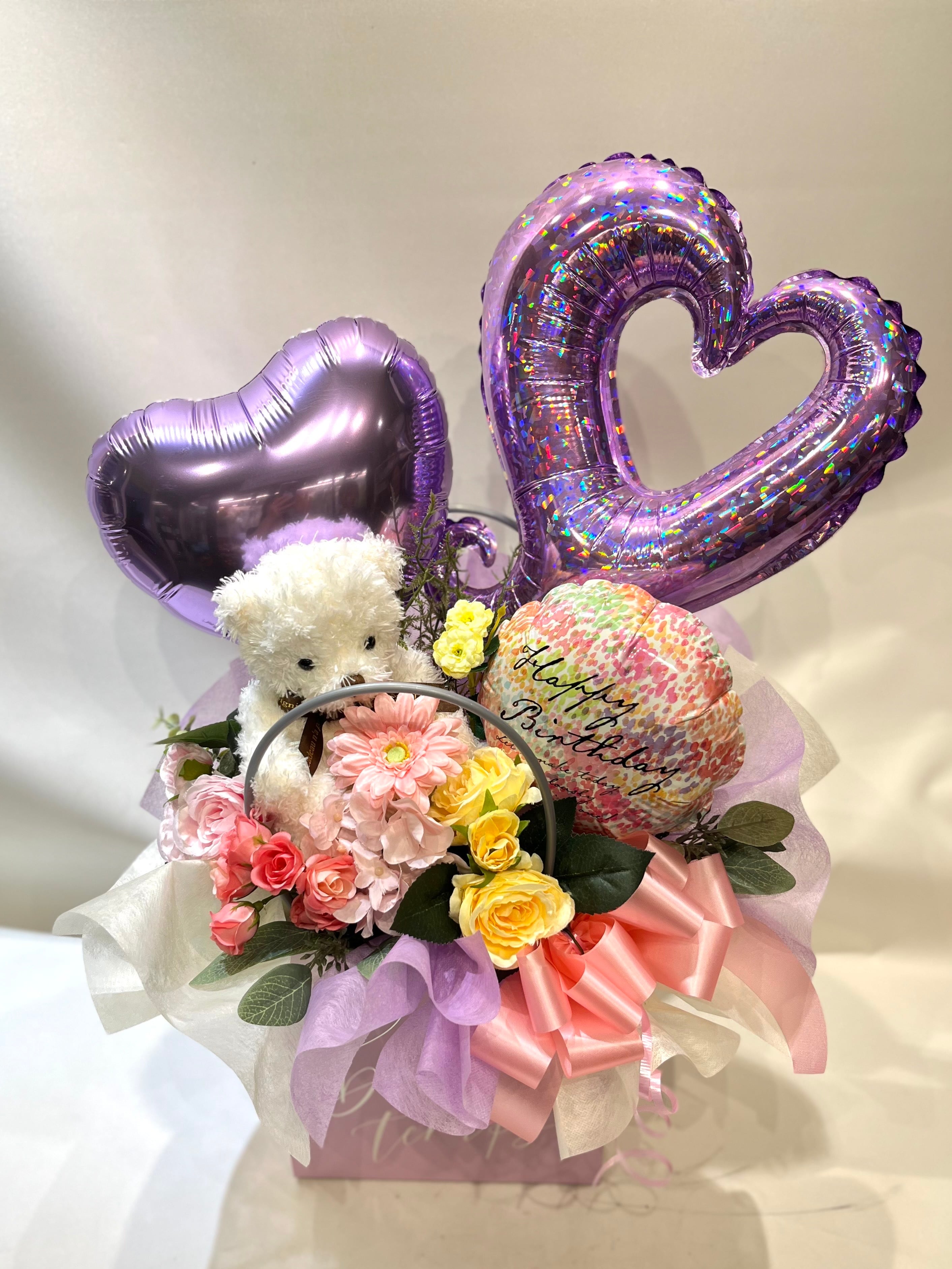 送料無料】ギフトバッグバルーンアレンジメント ショッパー風花器 造花