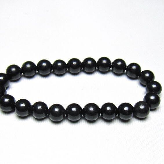 シュンガイト ブレスレット 8mm 一点物 メール便可 111-49688