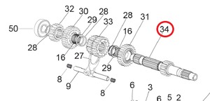 Aprilia 15～23 RSV4 1000 /1100 Primary gear shaft 2A000552