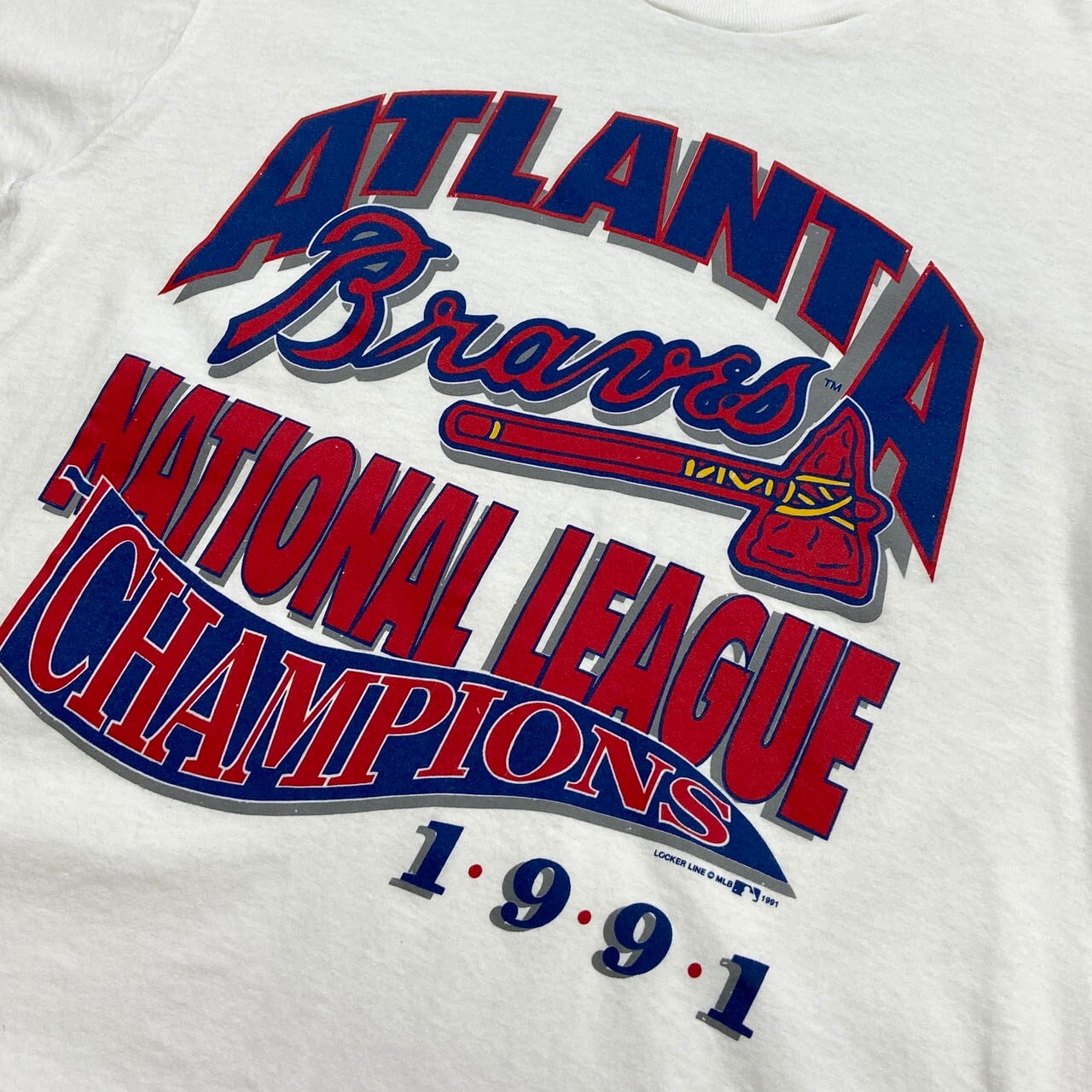 90年代 USA製 MLB アトランタ・ブレーブス チームロゴプリント Tシャツ 